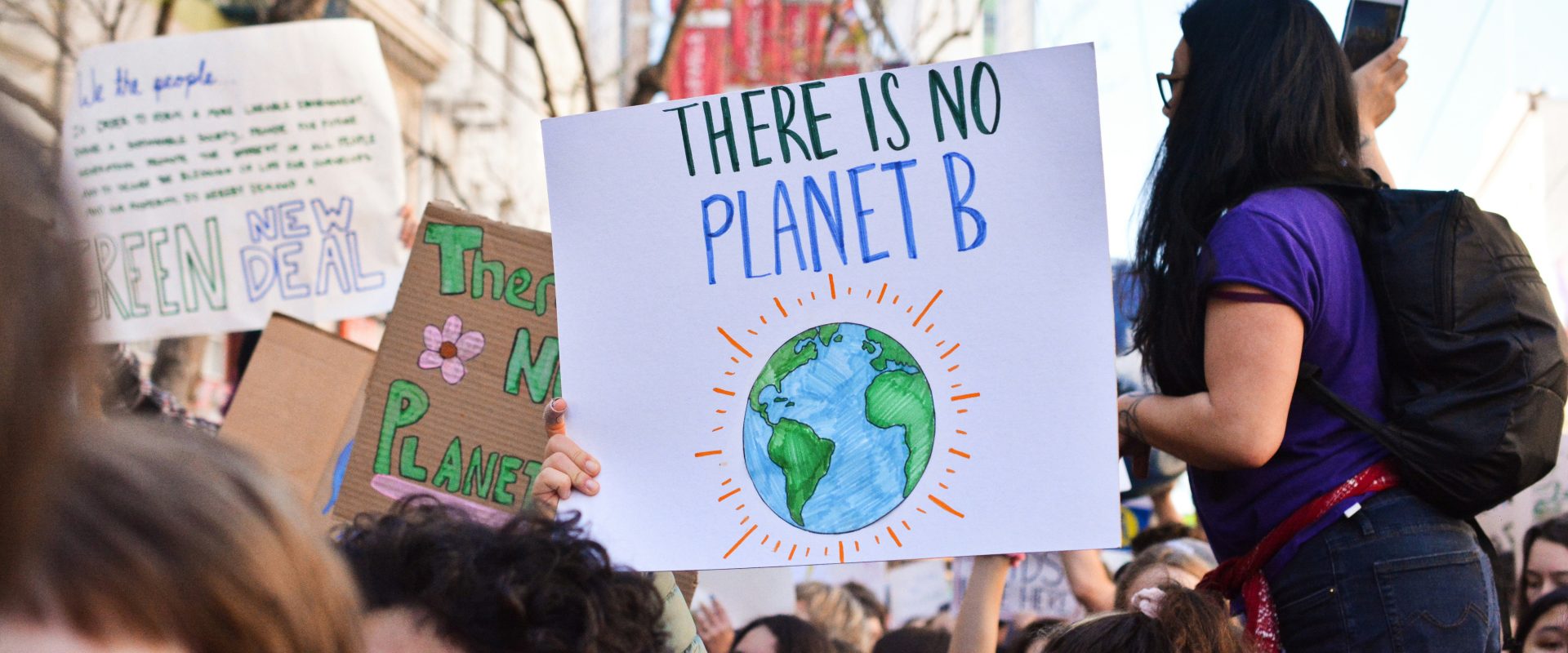 Protestors at a march to highlight the climate crisis